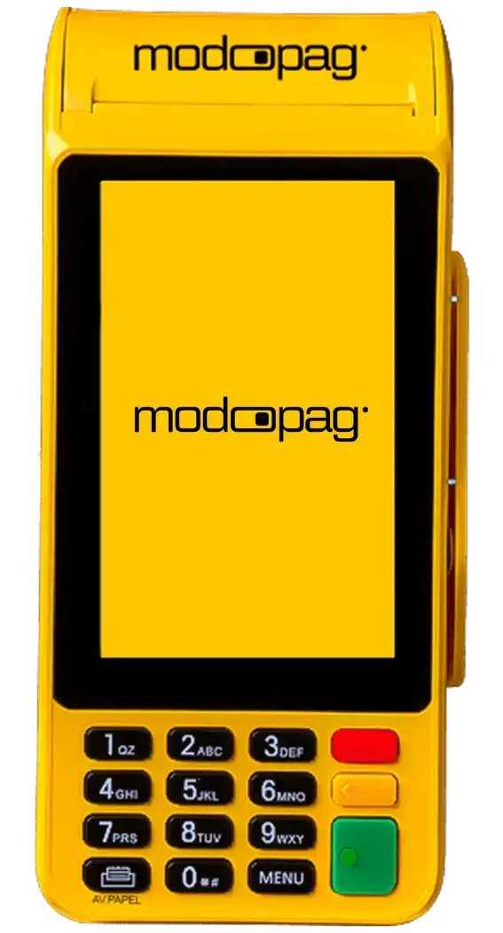 Imagem da Modo Pro, maquininha sem aluguel com menores taxas e parcelamento em até 18x.